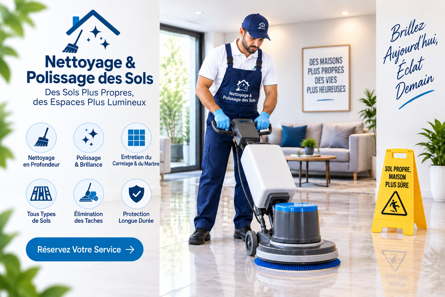 Nettoyage et polissage de sols